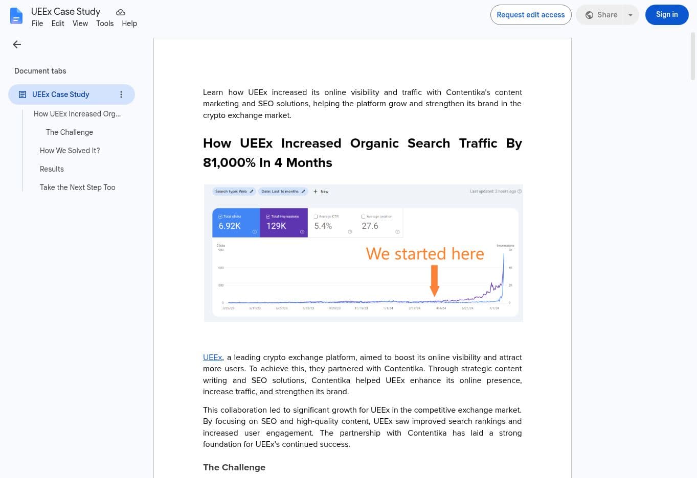 Preview of the UEEX case study
